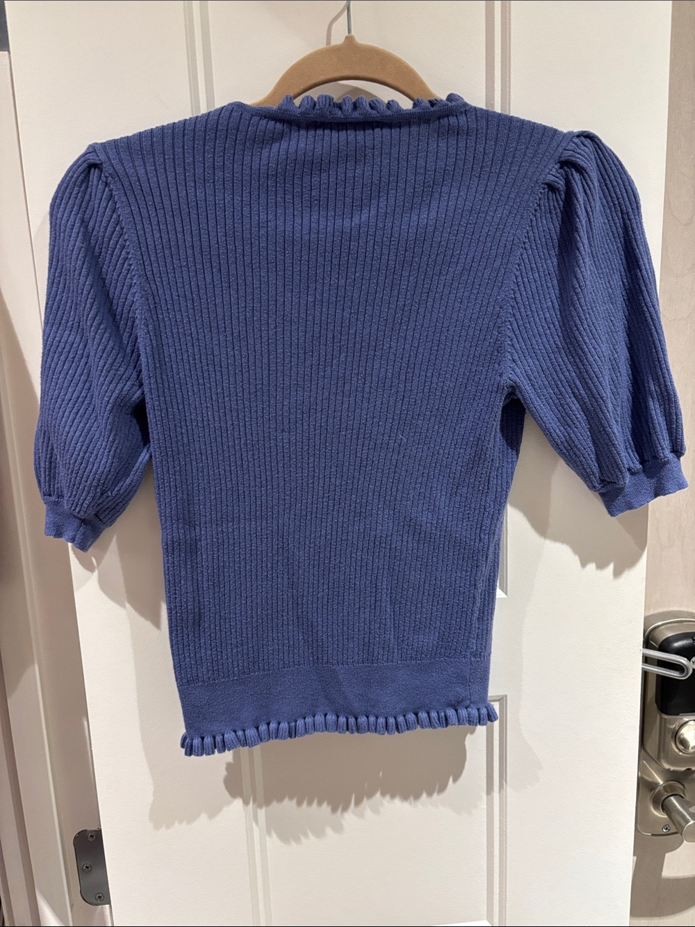 PAIGE Indigo Blue Ruffled Ribbed Cardigan - Picture 3 of 3